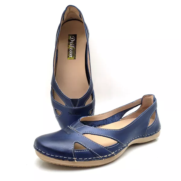 Sapatilha CR 006 Azul 100% em couro com palmilha e... - Drilean