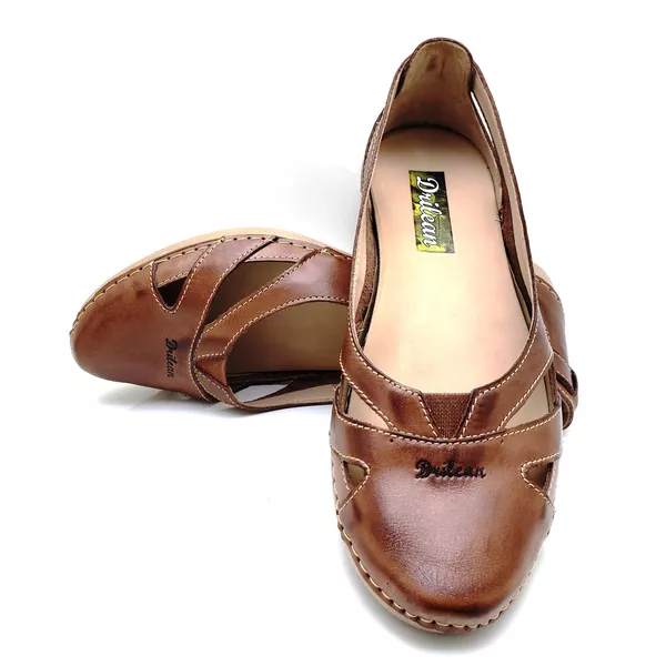 Sapatilha CR 006 CASTANHO 100% em couro com palmil... - Drilean