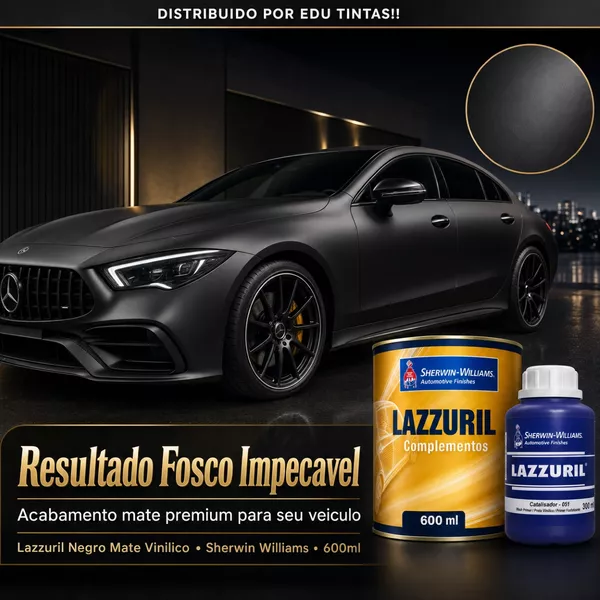 KIT LAZZURIL PRETO FOSCO/NEGRO MATE VINILICO 600ML + ENDURECEDOR