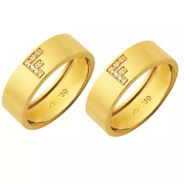 Alianças de casamento e noivado em ouro 18k 750 trabalhadas com inicial de pedras 6.5 mm