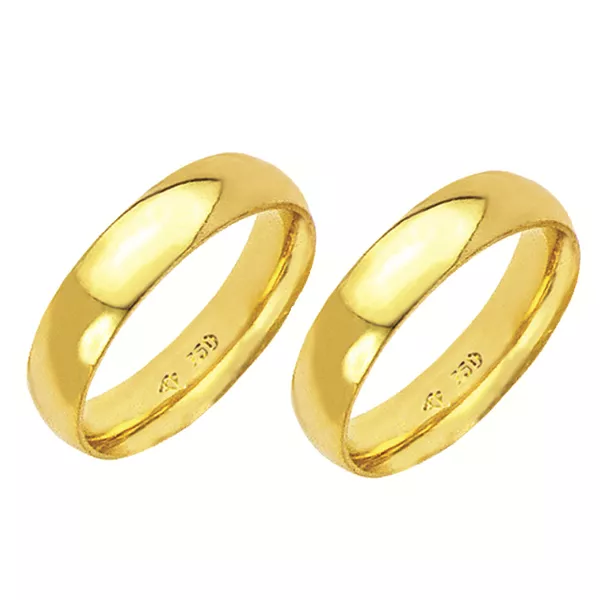 Alianças de casamento e noivado em ouro 18k 750 abaulada e anatômica 5 mm