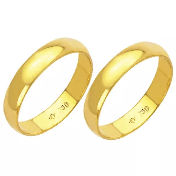 Alianças de casamento e noivado em ouro 18k 750 tradicional 3.5 mm