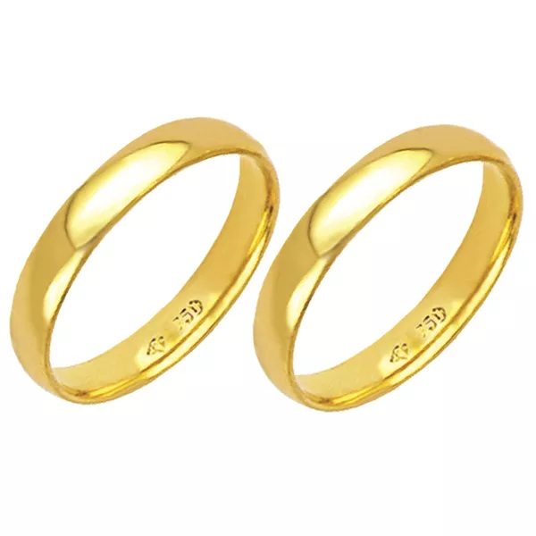 Alianças de casamento e noivado em ouro 18k 750 anatômicas 3 mm