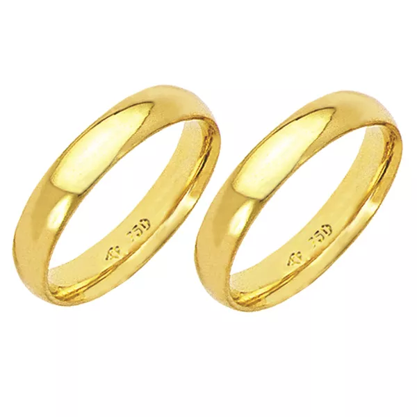 Alianças de casamento e noivado em ouro 18k 750 Anatômicas 4 mm