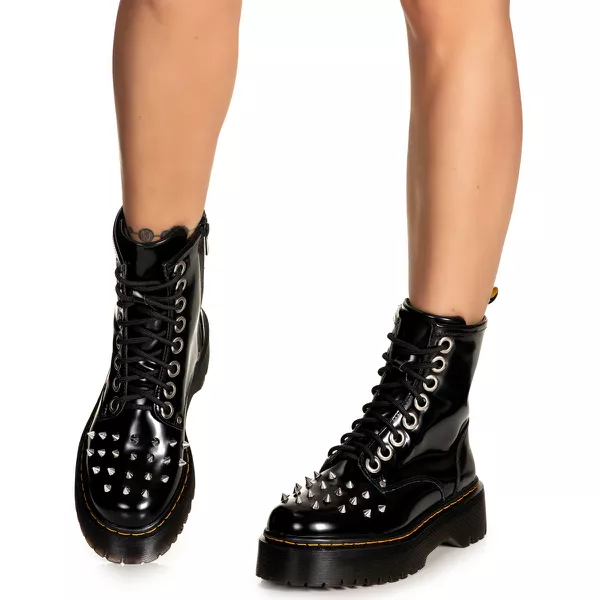 Coturno Estilo Inglês Verniz Preto Spike Punk | ESTILO VEGGIE SHOES