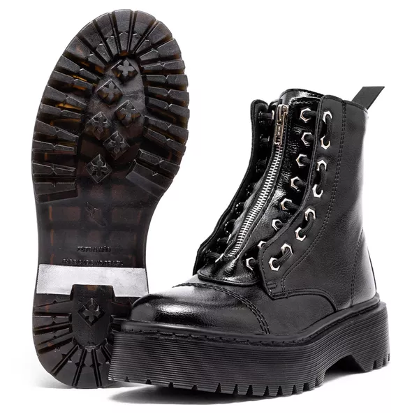 Coturno Tratorado Lizzy Estilo Veggie Croco Preto | ESTILO VEGGIE