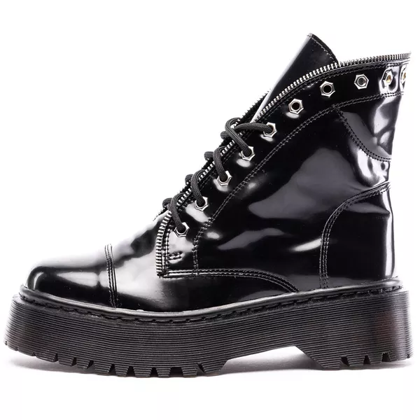 Coturno Estilo Inglês Milano Verniz Preto
