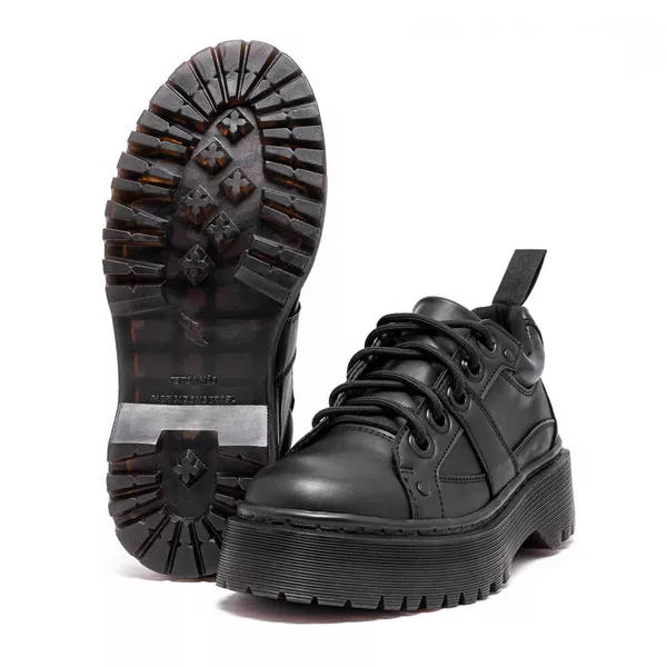 Sapato Colegial Inglês Estilo Veggie Lyon All Black | ESTILO
