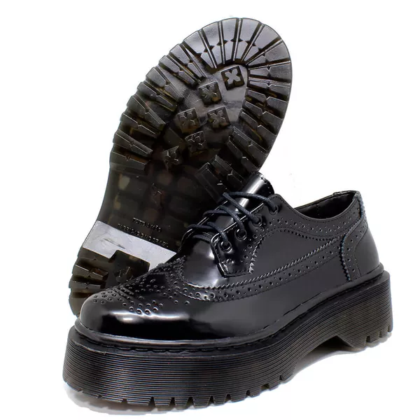 Sapato Oxford Estilo Veggie Greta Verniz Preto All Black | ESTILO