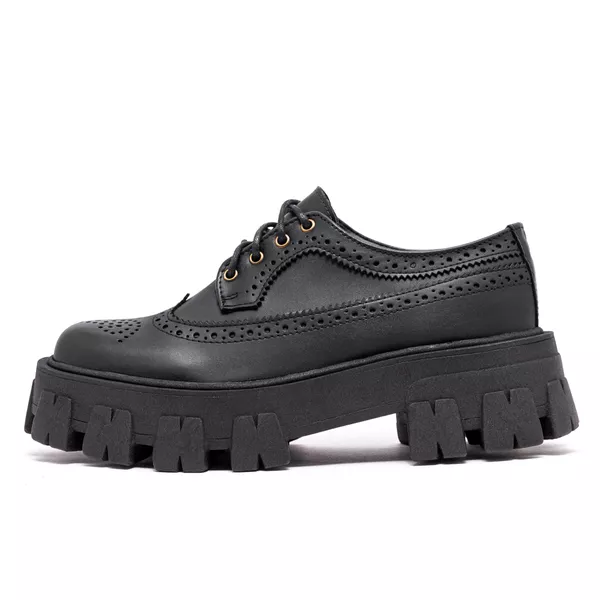 Sapato Oxford Tratorado Estilo Veggie Rolly Preto