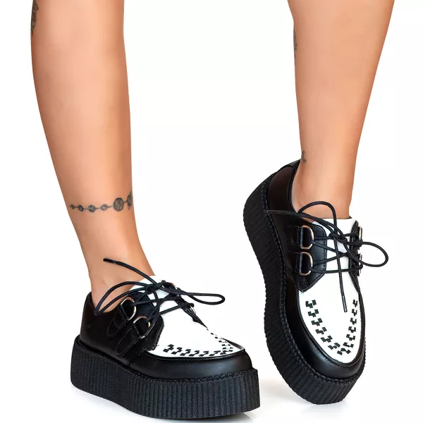 Creeper Preto Branco Estilo Veggie Shoes | ESTILO VEGGIE SHOES