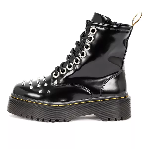 Coturno Estilo Inglês Verniz Preto Spike Punk | ESTILO VEGGIE SHOES