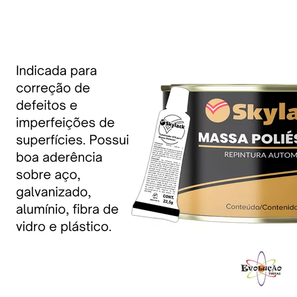 Massa Poliéster K7000 750g + Catalisador Automotiva Skylack