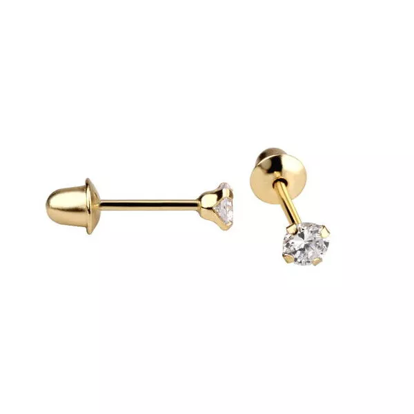 Brinco De Ouro 18k Com Pedra De Zircônia De 2,5mm