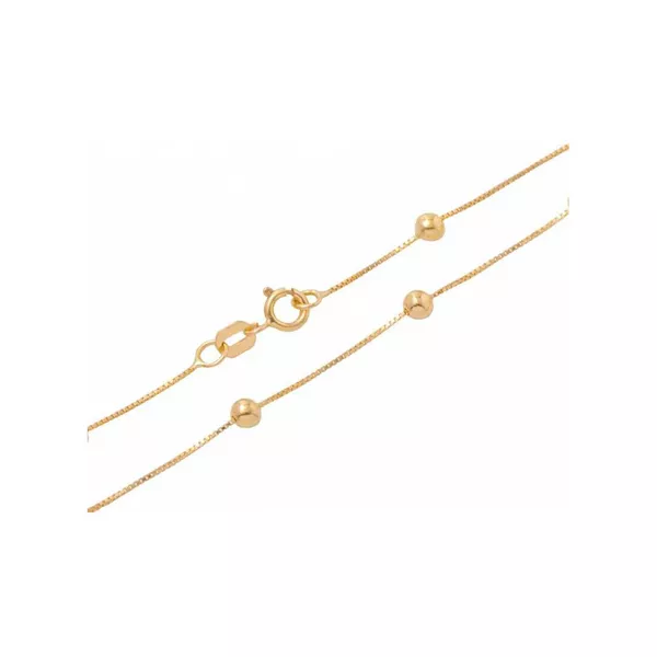 Corrente De Ouro 18k Veneziana Com Bolinhas De 5,0mm Com 45cm