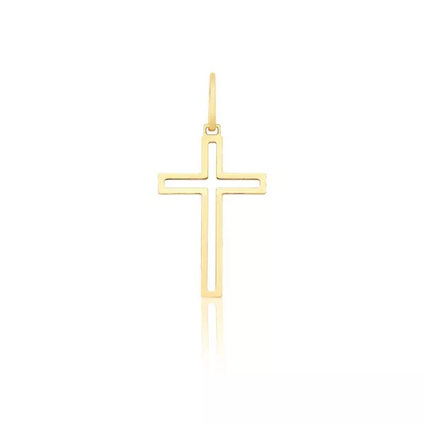 Pingente De Ouro 18k Cruz Com 29mm