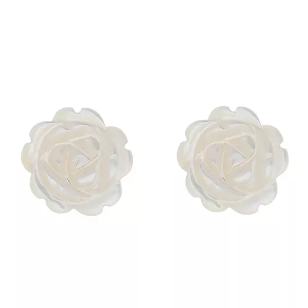Brinco De Ouro 18k Flor De Madre Pérola 8mm