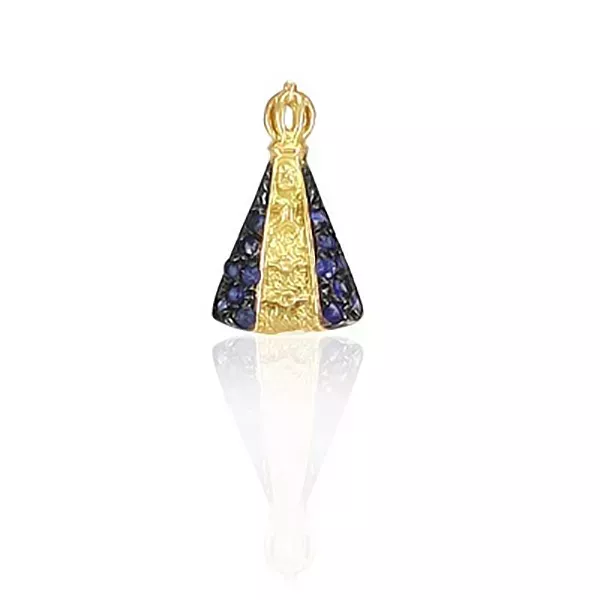 Pingente De Ouro 18k Nossa Senhora Da Aparecida Com Pedras