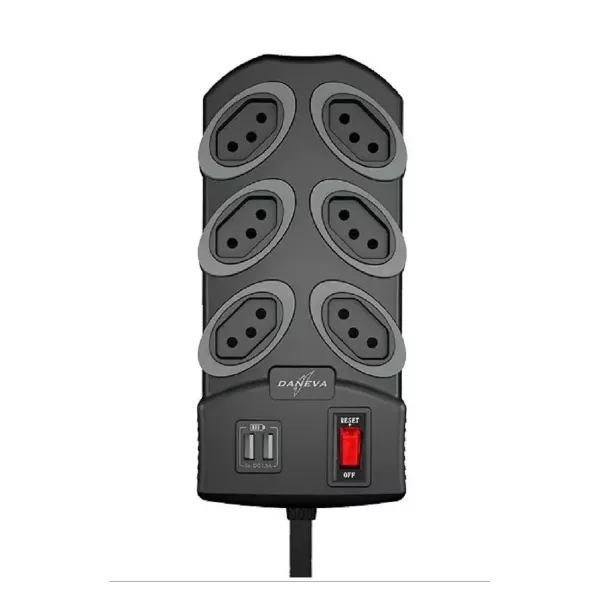 FILTRO DE LINHA 6 TOMADAS C/ USB GRAFITE DN1797 | Fechacom