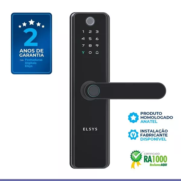 FECHADURA DIGITAL EMBUTIR BIOMETRIA WIFI IP55 SAX ESF-DE5100I