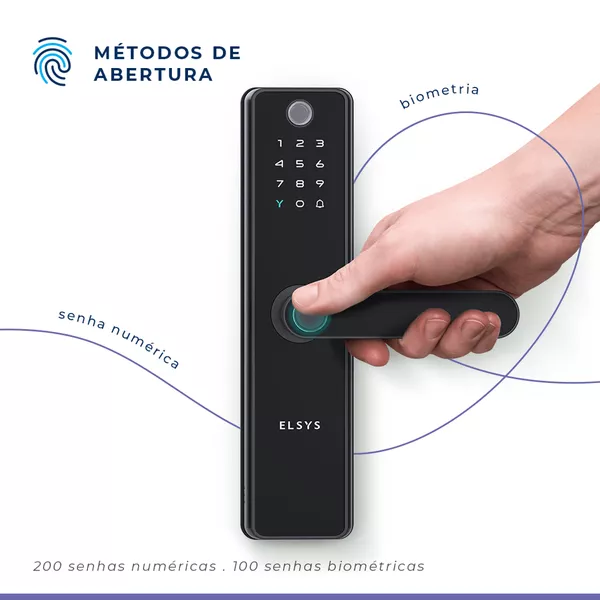 FECHADURA DIGITAL EMBUTIR BIOMETRIA WIFI IP55 SAX ESF-DE5100I