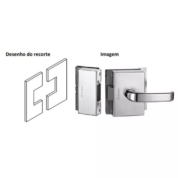 Fechadura para Porta de Vidro com Abertura Externa Cromada