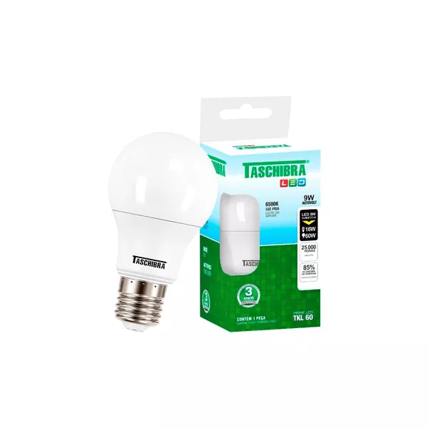 LAMPADA TASCHIBRA LED BULBO 9W BIV BRANCA