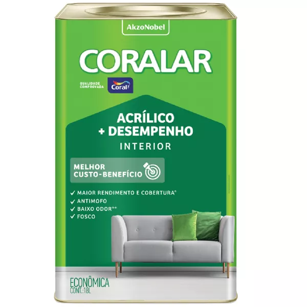 TINTA ACRILICA CORAL FOSCO 18,0 LT AMARELO CANARIO