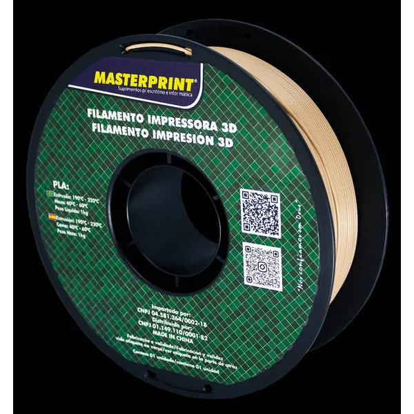 FILAMENTO 3D - PLA MADEIRA - ROLO 1KG (1.75MM) DER 5