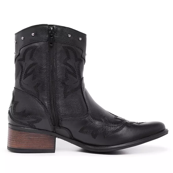 Bota Feminina Texana Taylor Preta Country Cano Médio