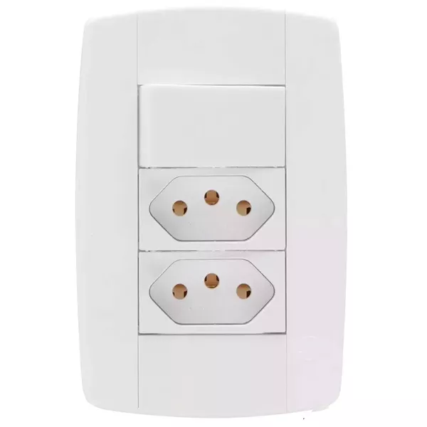 INTERRUPTOR SIMPLES + 2 TOMADA 10A 250V 4X2 LEV ILUMI