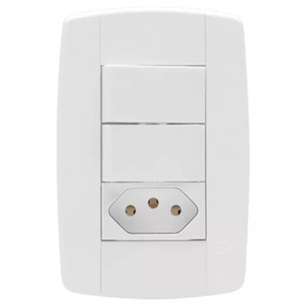 INTERRUPTOR DUPLO SIMPLES + 1 TOMADA 10A 250V 4X2 LEV ILUMI