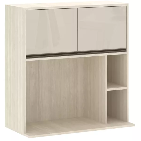 ARMARIO AÉREO LINEA 80 MOCCA LACCA COM NICHO MICROONDAS