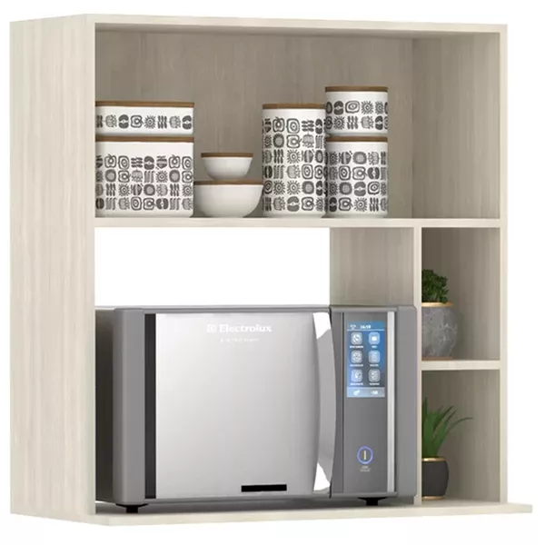 ARMARIO AÉREO LINEA 80 MOCCA LACCA COM NICHO MICROONDAS