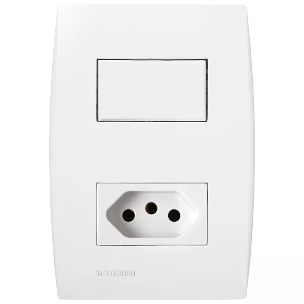 INTERRUPTOR SIMPLES + TOMADA 2P+T 10A/250V ILUS SOPRANO