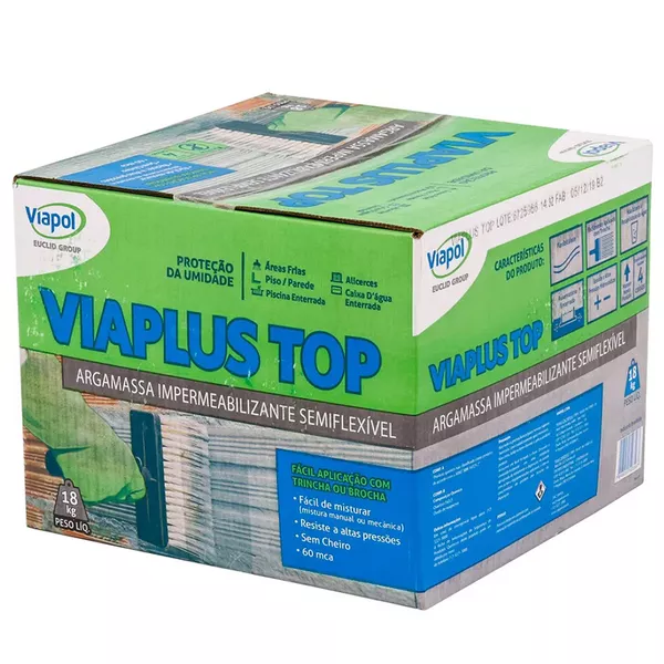VIAPLUS TOP CAIXA REVESTIMENTO PERMEABILIZANTE SEMI-FLEXÍVEL 18KG VIAPOL