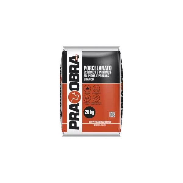 ARGAMASSA PORCELANATO INTERNO E EXTERNO BRANCO 20KG PRAOBRA