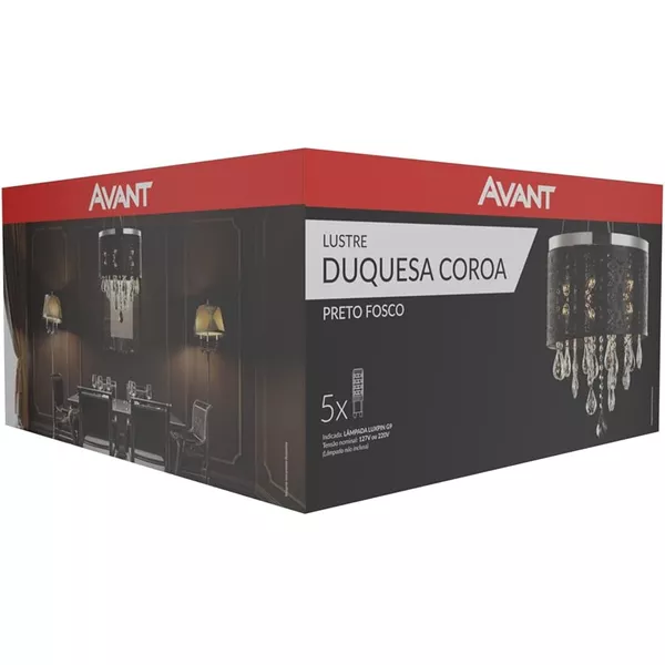 LUSTRE DUQUESA COROA PRETO FOSCO 5XG9 AVANT