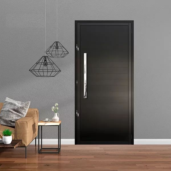PORTA PIVOTANTE TOTAL PALACE PRETA 1 FOLHA 210X100 DIREITA LÍDER