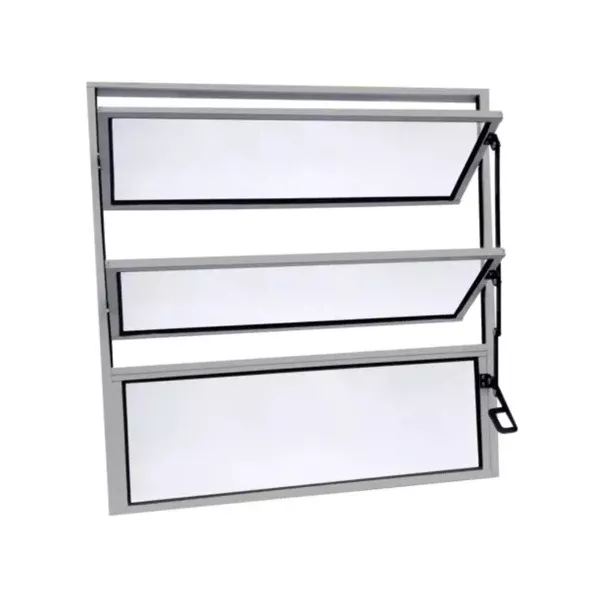 BASCULANTE ALUMÍNIO COM 2 ARTICULAÇÕES VIDRO LISO 60X60cm LÍDER
