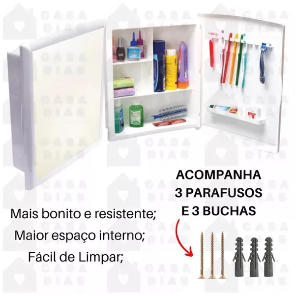 ARMÁRIO DE BANHEIRO IMPERIAL BRANCO COM ESPELHO
