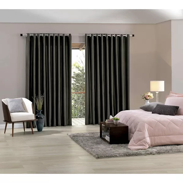 CORTINA BLACKOUT TECIDO BLEND/PRETO 4,20M X 2,30M - BELLA JANELA 