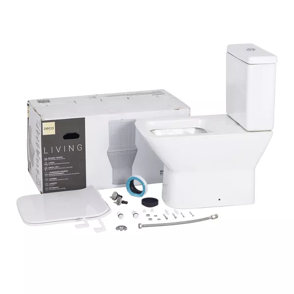 KIT VASO SANITÁRIO COM CAIXA ACOPLADA E ASSENTO BRANCO DUPLO ACIONAMENTO - DECA