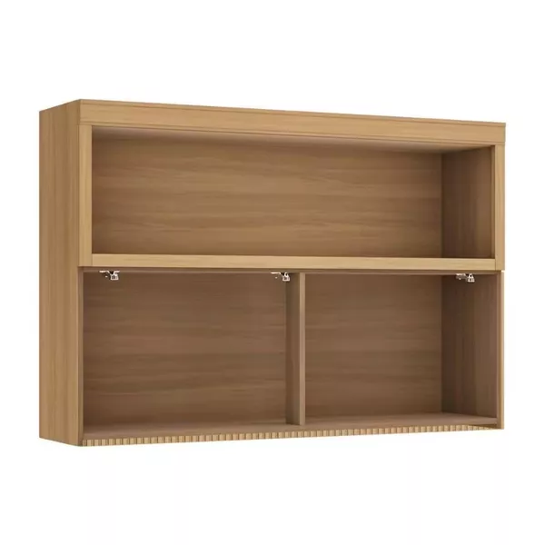 NORAs　ノラズ　NICE(ウォールナット) ARMÁRIO AÉREO MARQUESA COM NICHO E 1 PORTA BASCULANTE RIPADA 120CM