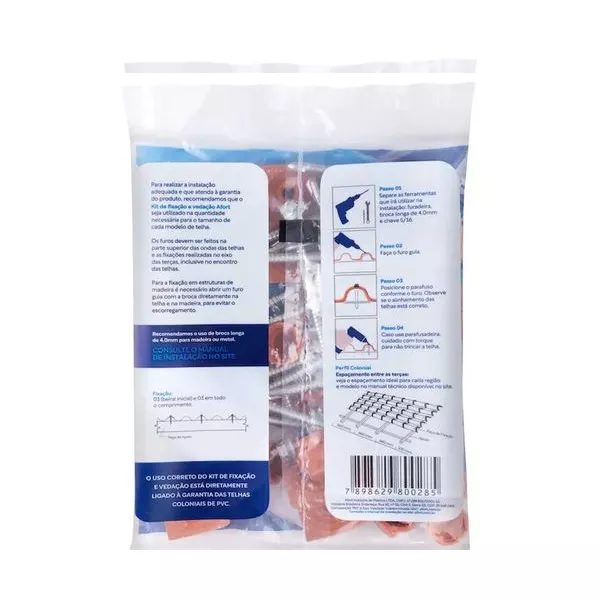 KIT PARAFUSO PARA VEDAÇÃO DE TELHA COLONIAL PVC FORTLEV | FLUZÃO CONSTRUÇÃO