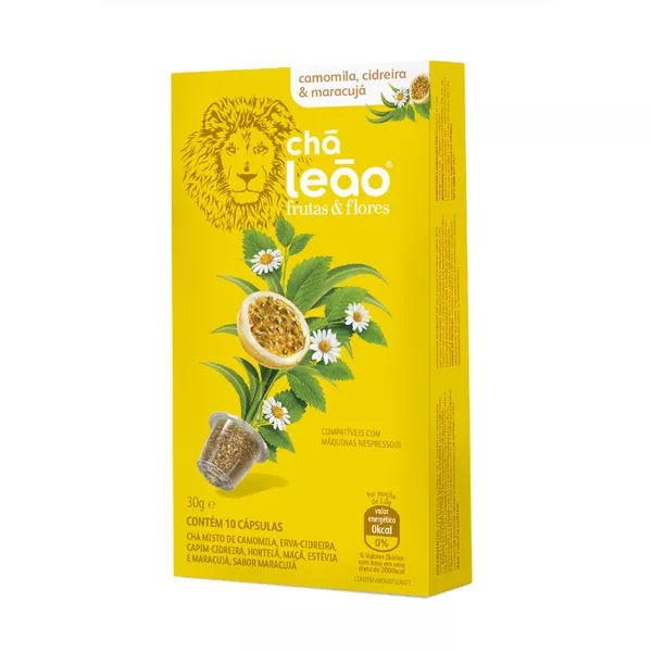 CÁPSULA CHÁ LEÃO CAMOMILA / ERVA CIDREIRA/ MARACUJA 20G COM UNIDADES 