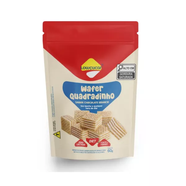 WAFER QUADRADINHO CHOCOLATE BRANCO LOWÇUCAR 60 G 