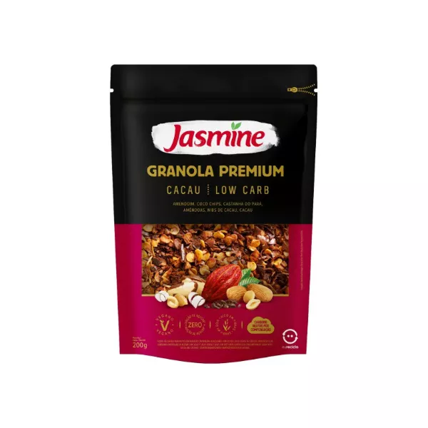 GRANOLA PREMIUM CACAU LOW CARB JASMINE 200 G