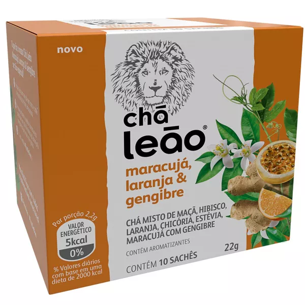 CHA LEAO MARACUJA, LARANJA, E GENGIBRE 22 G C/ 10 SAQ. (2231)