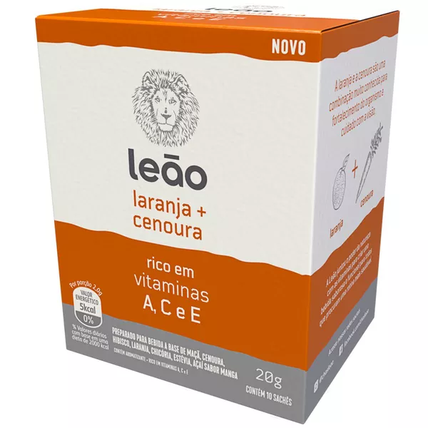 CHA LEAO LARANJA E CENOURA VITAMINICO 20 G C/ 10 SQ.